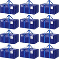 12 Pack Extra Heavy Duty Large Moving Bags with Strong Zipper &amp Comfortable Handles Sturdy &amp Durable Clothes Storage Bags Totes Bins Packing Moving Boxes for College Supplies Blue
