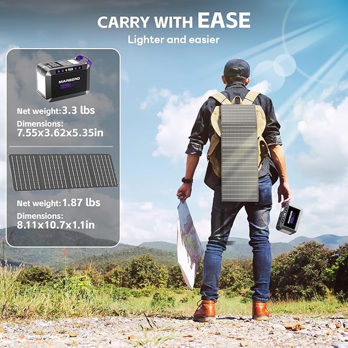MARBERO 172Wh Solar Generator with 40W Solar Panel Portable Solar Power Station 200W Camping Outdoor Hiking Fishing Emergency CPAP