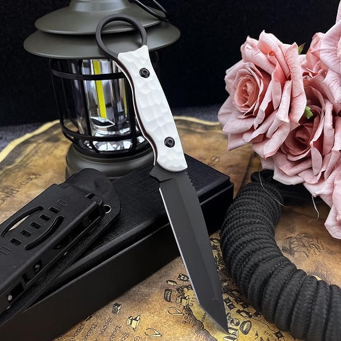 8.15-inch Fixed Blade Knife 8Cr13Mov Steel Blade G10 Protective Handle with Sheath Suitable for Outdoor Camping Fishing Hiking Rock Climbing Tools