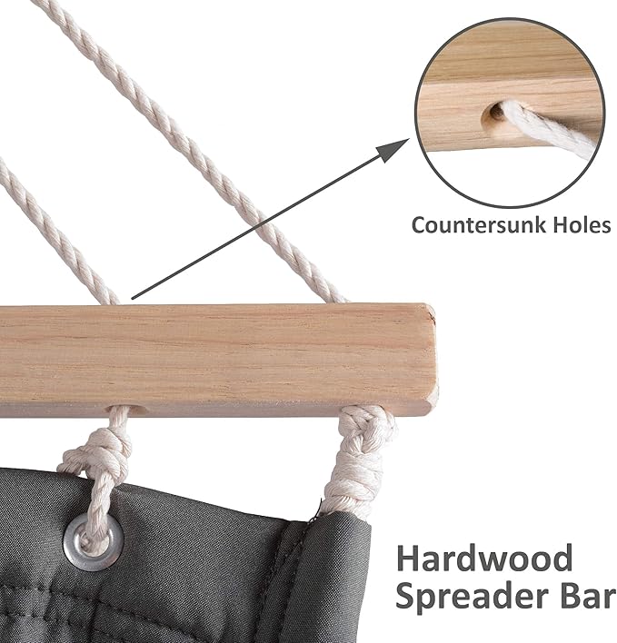 SUNCREAT Hammocks Double Hammock with Wooden Stand Included Outdoor Hammocks for Outside 475 lbs Capacity Dark Gray
