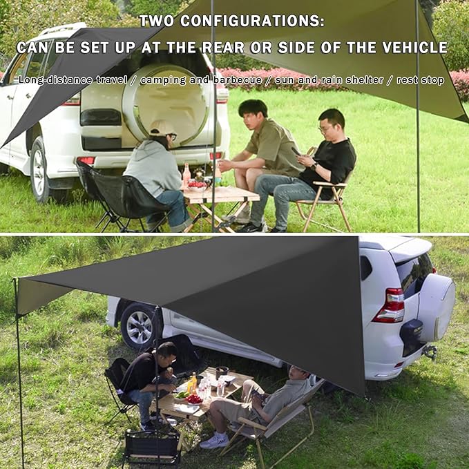 Car Awning Camping Tent for Tesla Model S 2012–2025 Portable Water-Resistant Sunshade Shelter Easy-Setup Outdoor Car Camping Shade for Beach Travel &amp Road Trips