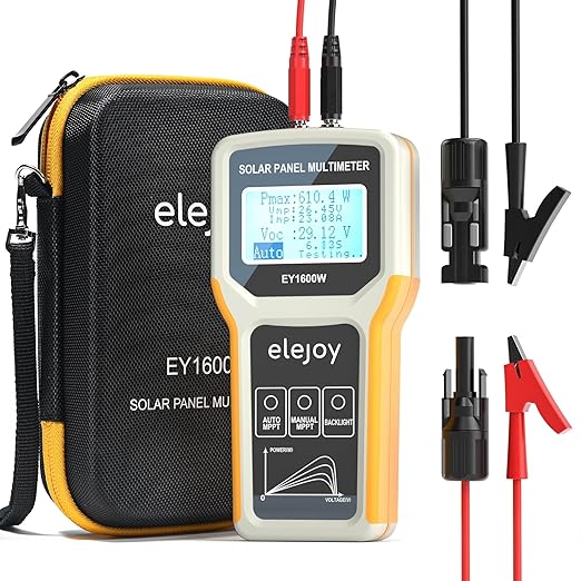 EY1600W Solar Panel Tester Solar DC/AC Power Meter Photovoltaic Panel Multimeter Open Circuit Voltage Auto &amp Manual MPPT Max. Power Point Voltage/Current Backlit LCD Display