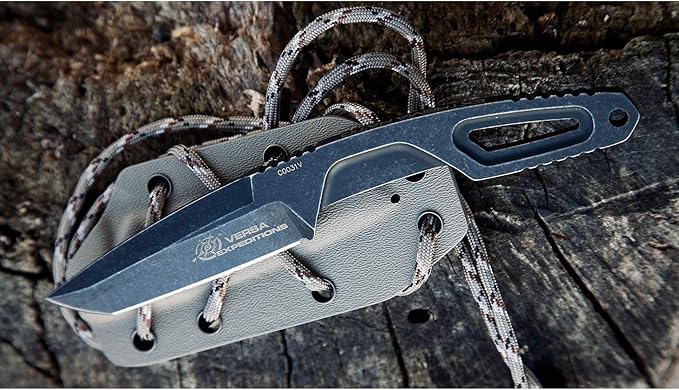 Extrema Ratio - Versa (Black - Expeditions) Fixed Blade Knife Böhler N690 Steel Blade with Dark Stone Finish Lightweight Aluminum Handle Ergonomic Design Precision Italian Craftsmanship