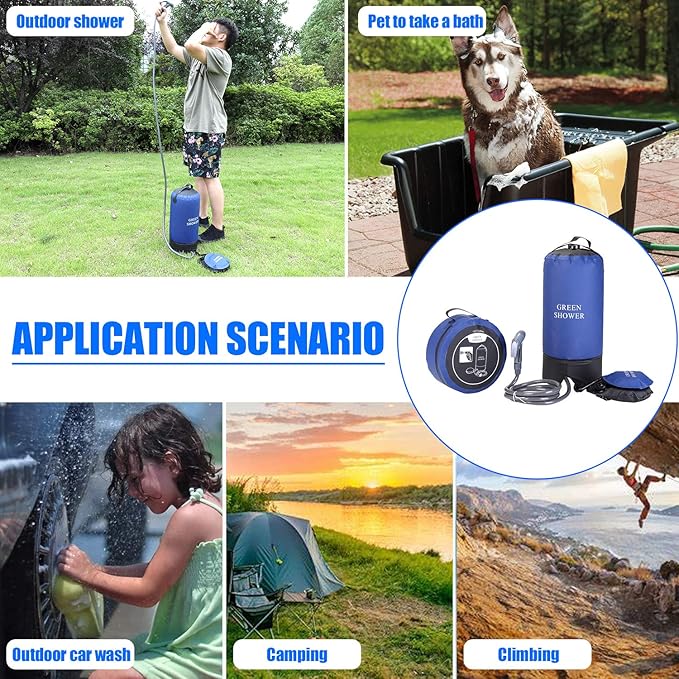PVC Pressure Shower with Foot Pump Lightweight Outdoor Inflatable Shower Pressure Shower Water Bag Outdoor Beach Camping Hiking Bathing
