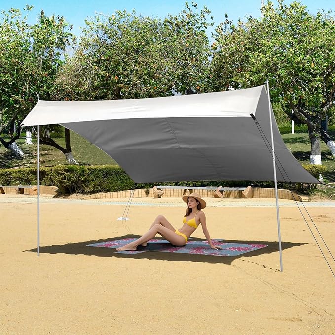 ALAZA Highland Cow Beach Tent Sun Shelter Portable Canopy Sunshade for Outdoor Camping Picnics Backyard Fun 10x9 ft