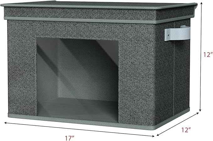 Univivi Foldable Fabric Storage Boxes Large Storage Bins with Lids [4-Pack] Collapsible Storage Cubes Organizer Containers Organization Baskets for Home Bedroom Closet (Black 17”x 12” x 12”)