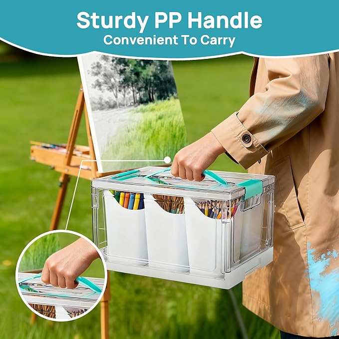Vtopmart 24 QT Clear Plastic Craft Organizer with 6 Detachable Inserts Art Supply and Tool Storage Box for Craft CrayonPencils1 Pack