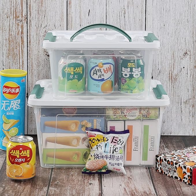 14 Quarts &amp 7 Quarts Storage Bins with Lids 2-pack Clear Plastic Totes Boxes