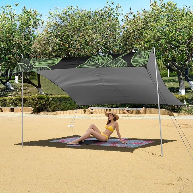 ALAZA Three Leaved Shamrocks Saint Patricks Day Beach Tent Sun Shelter Portable Canopy Sunshade for Outdoor Camping Picnics Backyard Fun 10x9 ft