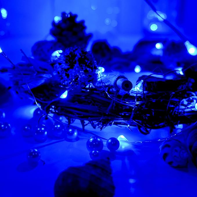 20 Packs Fairy String Lights 6.6FT 20 LEDs Battery Operated Silver Copper Wire Starry String Light for DIY Party Christmas Costume Wedding Easter Table Decorations (Blue)