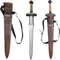 Conan Sword Handmade Conan Atlantean Sword 1095 Carbon Steel Brass Fittings Brown with Leather Sheath Viking sword - dark- conan sword real viking (Conan Atlantean Sword(BLACK))