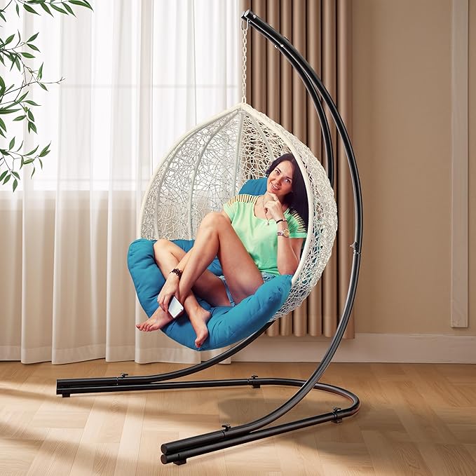 Sorbus Hammock Chair Stand Hanging Chair Stand- Heavy Duty Steel Sensory Swing Stand- Weather &amp Rust Resistant Arc Stand- Adjustable Portable Stand 330lbs - TreeLoungerAir PorchIndoor/OutdoorY
