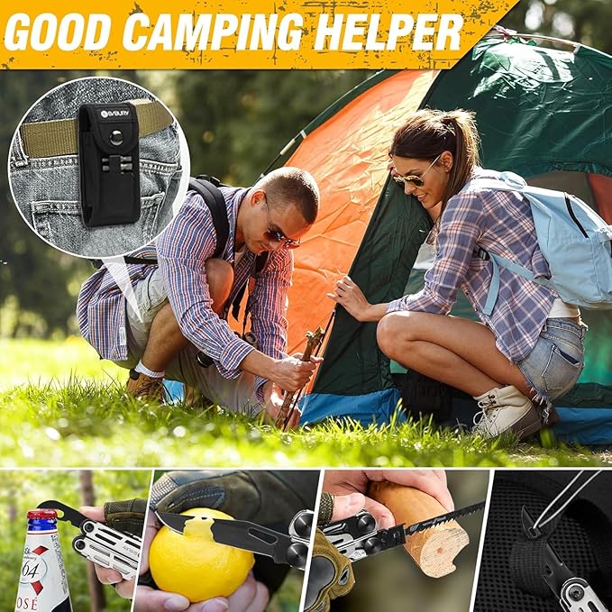 BIBURY Multitool Pliers Pro BI2045 Stainless Steel 31-in-1 Multi Tool Pliers with Replaceable Wire Cutters and SawFoldable Multitools with Scissors and Screwdriver Ideal for CampingSurvivalRepair