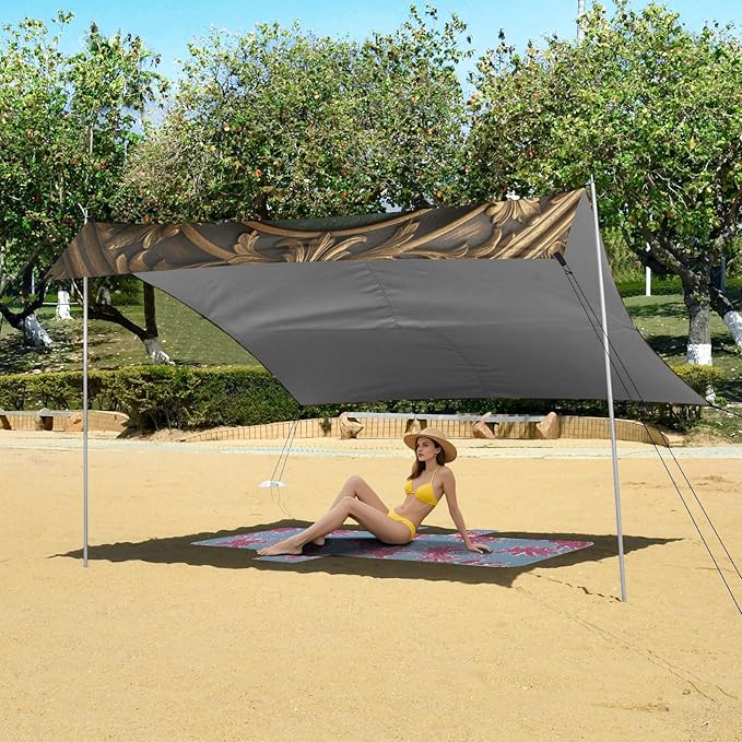 xigua St. Patrick's Day Beach Tent Sun Shelter with Carrying Bag - Silver Coated Oxford Fabric Beach Canopy for Beach Camping Fishing - Includes Windproof Ropes Sandbags &amp Stakes
