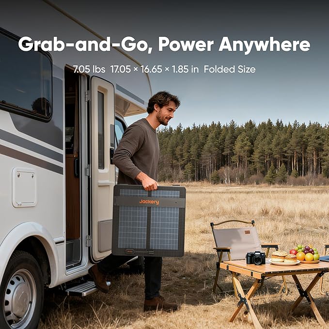 Jackery SolarSaga 100W Air Solar Panel 23% Conversion Efficiency Bifacial Panels IP65 Waterproof Foldable and Portable Solar Charger for Power Stations RVs Camping Off-Grid Life and PV Charging