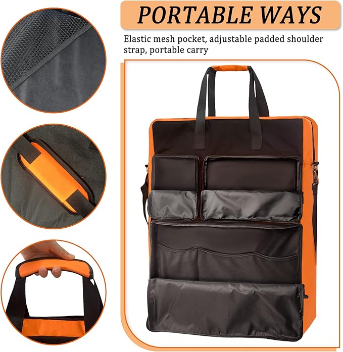 Padded Utility Solar Panel Bagfor Jackery 100 watt Solar PanelDouble Layer Design Can Hold 2 Battery PanelsOrange
