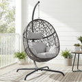 NICESOUL Bird Cage Swing Egg Chair UV/Water-Resistant 450lbs Capacity Wicker Swinging Chairs with Stand Comfy Oversized Hanging Seat w/Cushion Metal Frame &amp Cover for Indoor Outdoor Light Grey