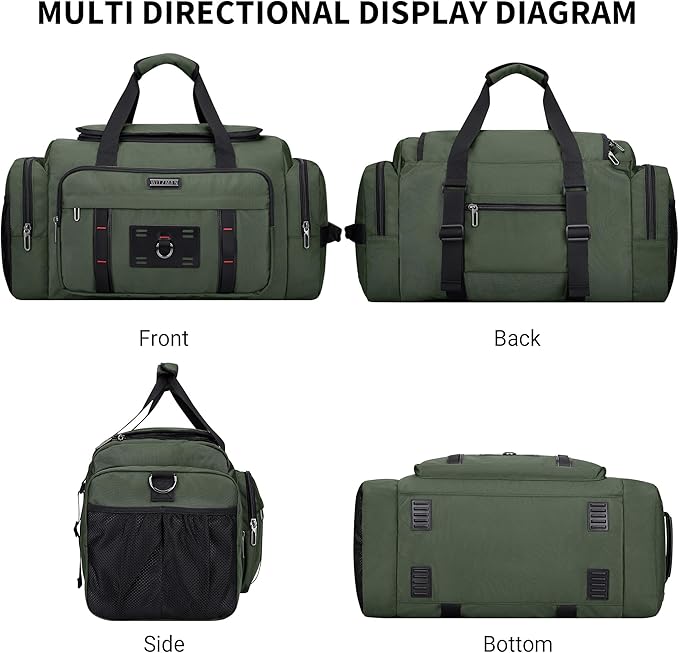 WITZMAN Duffle Bag for Men Large Overnight Carry On Weekender Bag with Shoe Compartment Sports Gym Duffle Bags for Traveling(B719 Army Green)