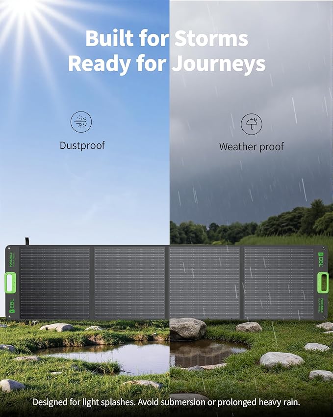 EBL 200W Portable Solar Panel for Power Station Waterproof IP65 Foldable Solar Panel with MC-4 Anderson Output Connector for RV Camping Blackout