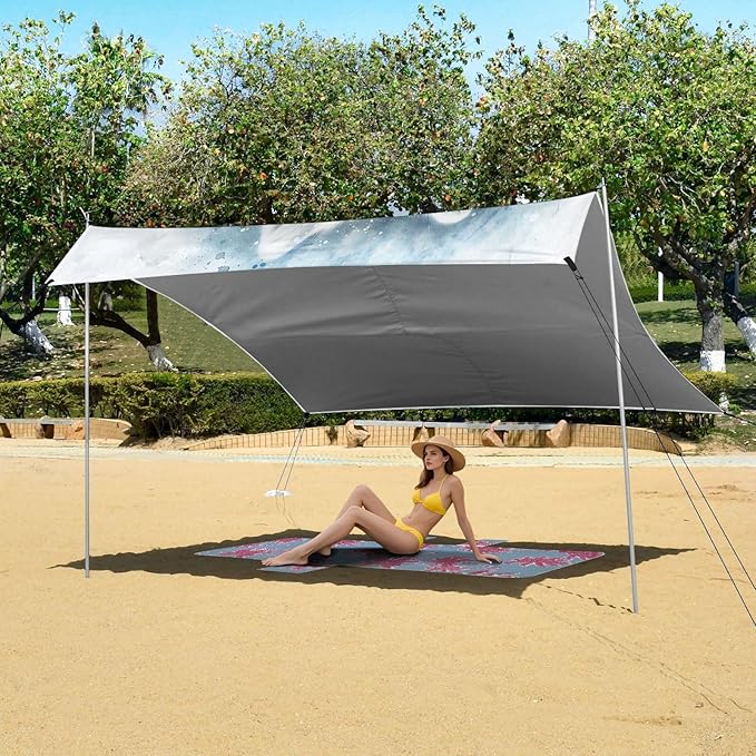 ALAZA Samoyed Dog Portrait Watercolour Beach Tent Sun Shelter UPF50+ Protection Beach Shade Canopy w/ 4 Sandbags for Outdoor Camping Fishing Backyard Fun Picnic 10x9 ft