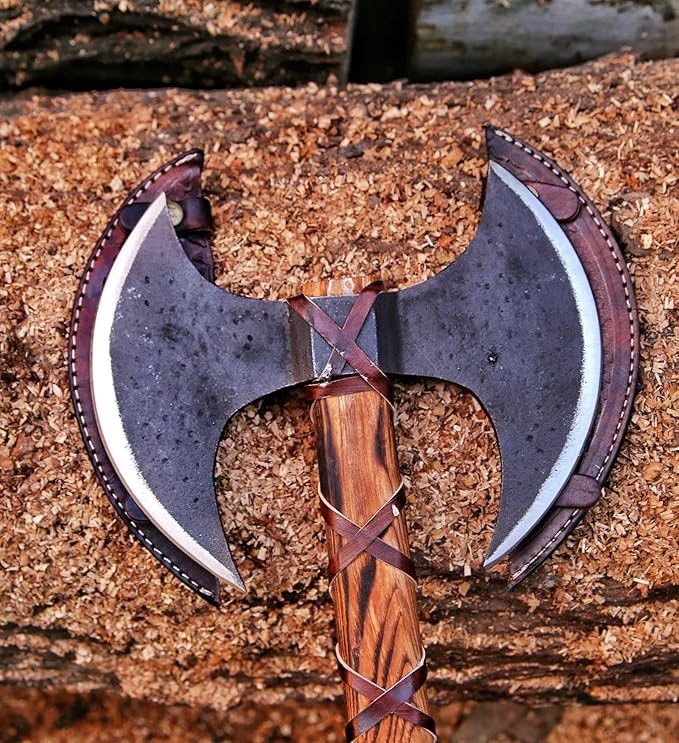 Hnadmade Two Handed Large Berserker Axe Norse Axe Scandinavian Viking Dane Ashwood Handle Functional Axe (FM-0008) ((FM-0008))