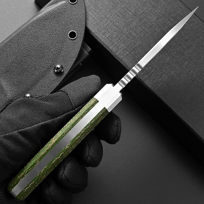 Eafengrow EF160 Fixed Blade Knife AEB-L Steel Blade Micarta &ampSteel Head Handle Full Tang Compact EDC Fix Knifes for Camping Survival
