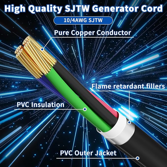 30 Amp Generator Cord and Power Inlet Box 30FT 125V/250V 4 Prong SJTW Generator Extension Cord Pre-Drilled 30 Amp Inlet Box Interlock Kit NEMA L14-30P to L14-30R Twist Locking ETL Listed