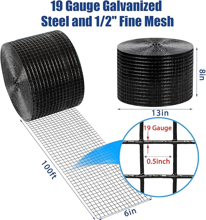 Solar Panel Bird Guard8in x100ft Critter Guard for Solar Panels with 80pcs Fastener ClipsPVC Coated Critter Guard with Gloves and Pliers1/2in Pigeon Solar Panel Mesh for Bird Proofing
