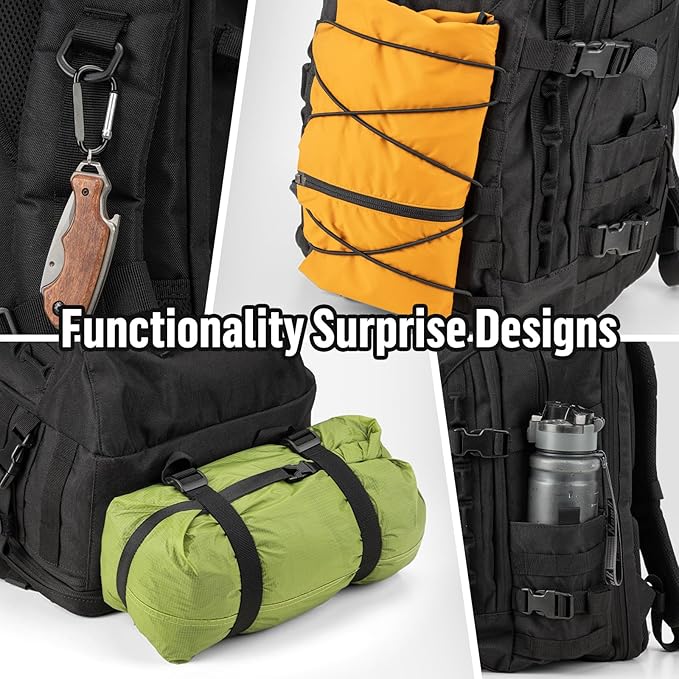 25L Tactical Backpack for Men: Military MOLLE Assault Rucksack 900D with Laptop Compartment EDC Daypack Used for HikingWorkSportsSchoolTravel