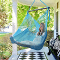 Caribbean Hammock Swing Chair with Spreader Bar Large Hammock Chair Hand Craft Rope Hanging Chair Outdoor Indoor Bedroom 330 LBS Weight Capacity Blue