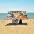 ALAZA Cute Orange Cat Flower Beach Tent Sun Shelter Portable Canopy Sunshade for Outdoor Camping Picnics Backyard Fun 10x9 ft