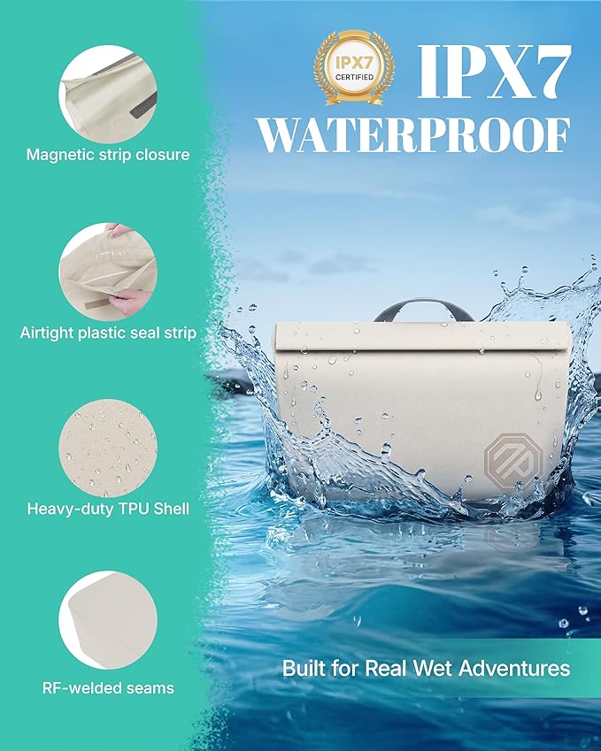 niphean IPX7 Waterproof Fanny Pack with Magnetic One-Hand Closure Durable Waterproof Dry Bag for Kayaking Paddle Boarding Beach Cruise Essentials 2.5L Phone Pouch Dry Bags for Men Women White