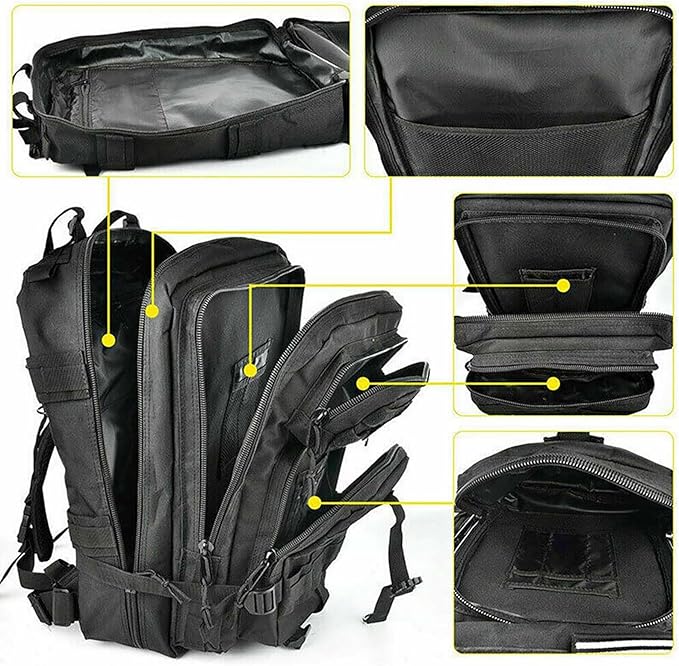 30L Tactical Backpack Waterproof Outdoor Molle Rucksack Camping Bag Large Capacity Thickness Strap Hook-n-Loop(Red)