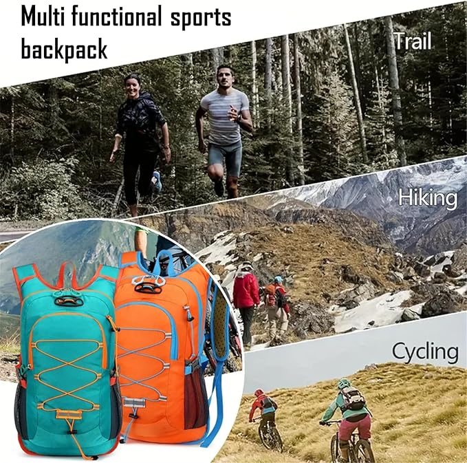 Lightweight Cycling Hydration BackpackLarge Capacity Pack for TravelHikingClimbingSkiingRunning Daypack for Men Women (Black)