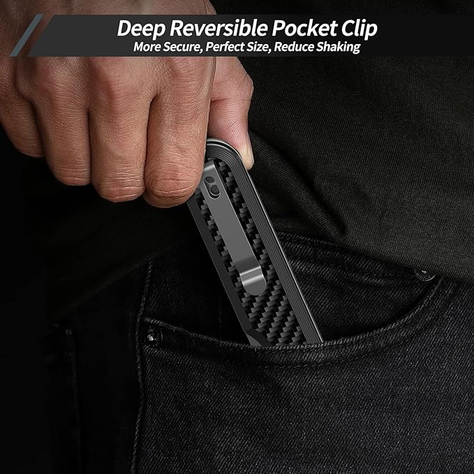 FINTISO Pocket Knife 3 S35VN Blade EDC Knife with Carbon Fiber Handle Folding Knife with Pocket Clip for Outdoor Camping Hunting Hiking Survival Parrot Series