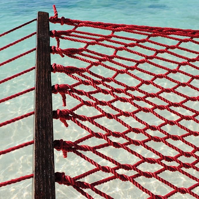 Caribbean Rope Hammock - 55 Inch - Soft-Spun Polyester (red)