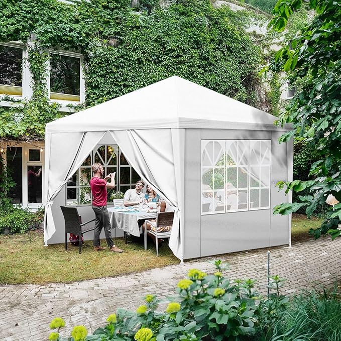 Outdoor Gazebo Canopy Wedding Party Tent Camping Shelter Commercial Instant Shelter Waterproof Tent with Removable Side Walls (10'x10' Four Sides)