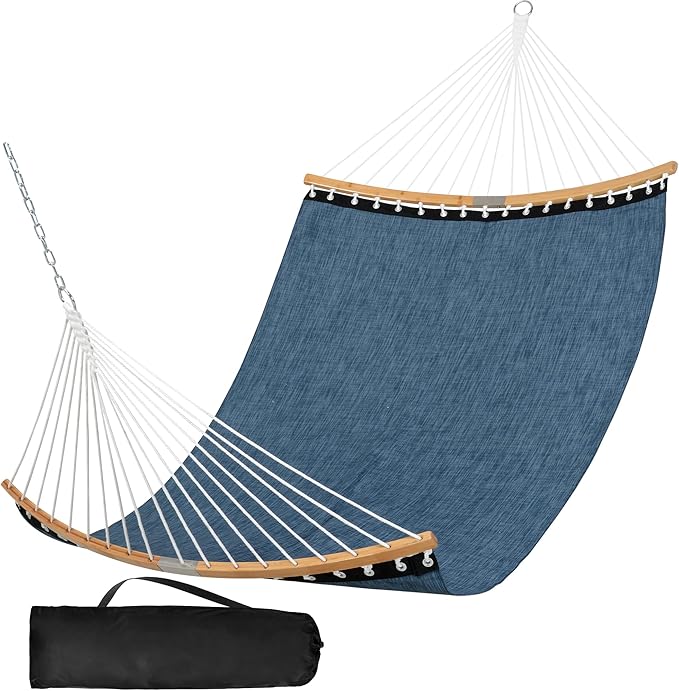 SUNCREAT Hammocks Two Person Tree Hammock Heavy Duty Curved Bar Hammock for Poolside Garden Backyard Patio 450lbs Capacity Navy