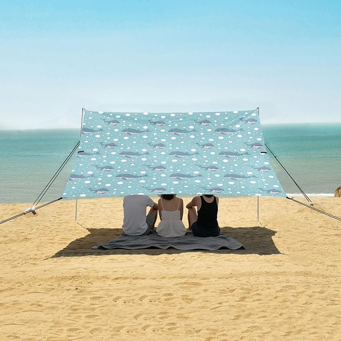 ALAZA Whale Bubble Beach Tent Sun Shelter UPF50+ Protection Beach Shade Canopy w/ 4 Sandbags for Outdoor Camping Fishing Backyard Fun Picnic 10x9 ft