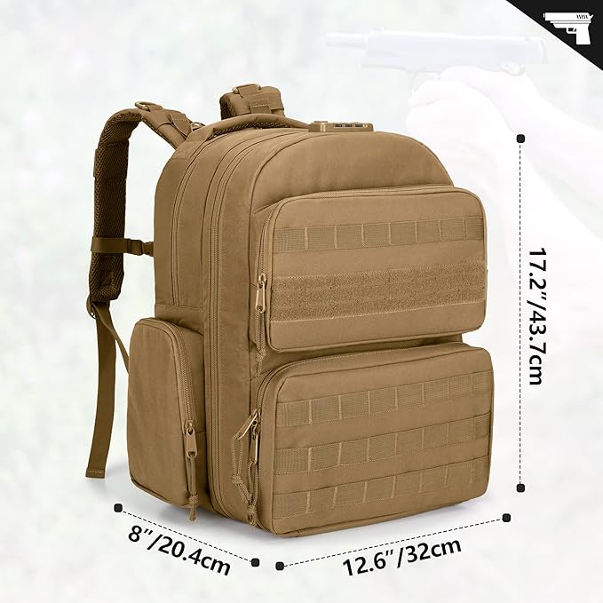 GOBUROS Tactical Pistol Backpack Can Hold 4 Handguns 12 Mags and Tactical Pistol Magazine Storage Bag