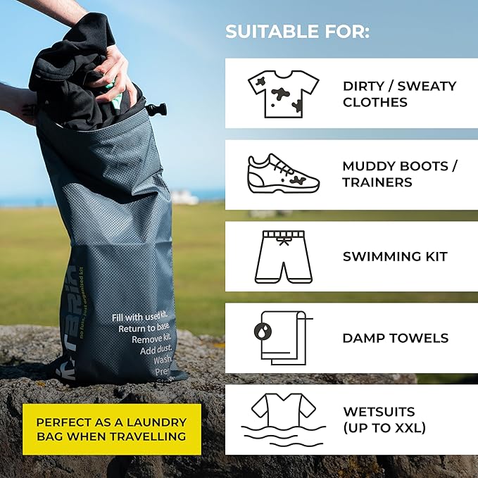 KitBrix DobiPak Drybag 12L - Keeps Wet Gear Separate - Waterproof Dry Bag for Sports Camping &amp Travel - Perfect for Wetsuits Swim Gear Muddy Boots - Durable &amp Lightweight