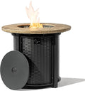 30'' Concrete Round Gas Fire Pit 50000 BTU Steel Outdoor Fire Tables Fire Table with Lid Add Warmth &amp Ambience to Gatherings and Parties On Patio Deck Garden Backyard.