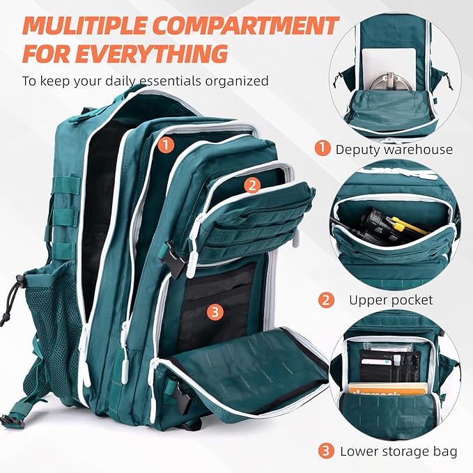LUPU TACTICAL 45L Backpack for Men and Women 3 Days Assault Pack Outdoor Travel Hiking Camping Rucksack with Molle Webbing (Blacklish Green)