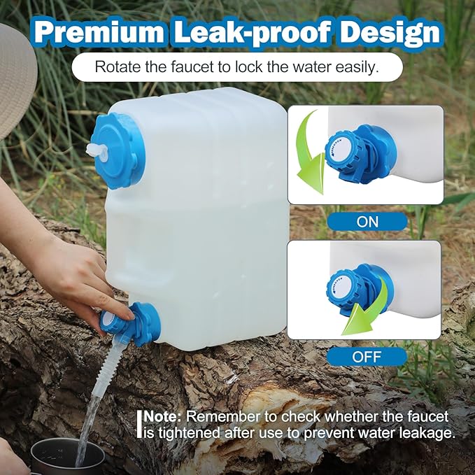 REDCAMP 3 Gallon/11L Portable Water Container with Spigot Camping Water Jug Camping Water Container Water Tank Portable Emergency Water Storage for Camping Car Hiking White 4Pack