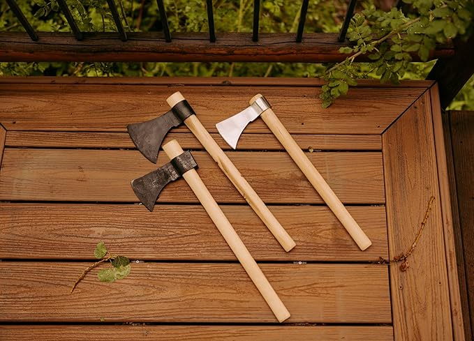 Hand-Forged Camping Tomahawk with Hammer Poll – Throwing Hatchet &amp Camp Axe with Wood Handle – Durable Beautiful Steel Construction
