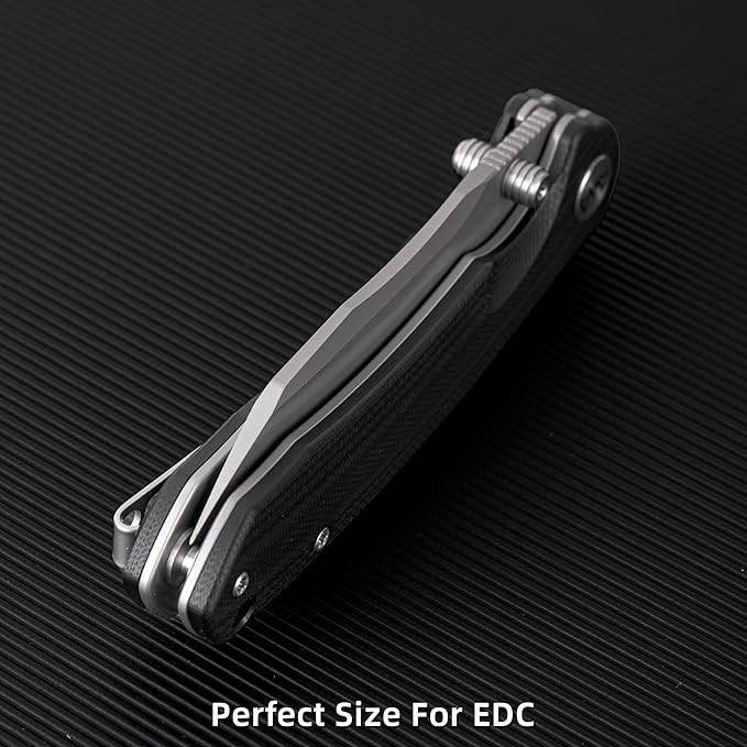 Folding Pocket Knife 3.35 14C28N Blade G10 Handle EDC Knife with Liner Lock Small Pocket Knife with Clip for Men Sharp Camping Hiking Hunting Survival Knives (Silver)