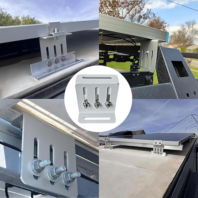 Adjustable Solar Panel Tilt Mount Bracket Heavy Duty Solar Panel Mounting Kit for RVs Trailers Boats Yachts Roof Wall and Off-Grid Systems 8Pack (4 Pairs)
