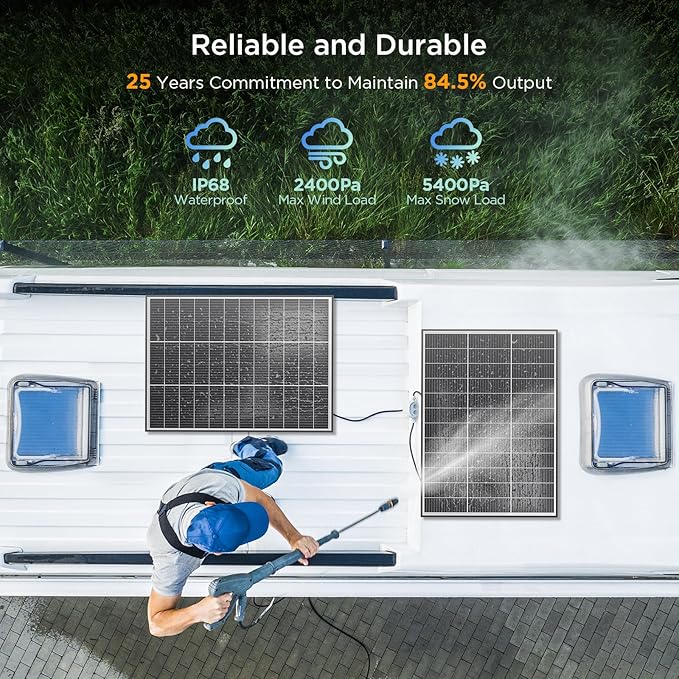 N-Type 100W 12V Solar Panel 8-Pack (800W Total) 25% High-Efficiency Compact 16BB Monocrystalline Solar Panels for RV Off-Grid Cabin &amp Home Backup Power