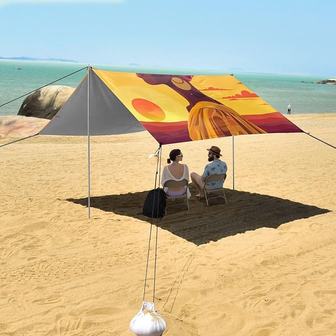 ALAZA Beautiful African Woman Sunset Beach Tent Sun Shelter Portable Canopy Sunshade for Outdoor Camping Picnics Backyard Fun 10x9 ft