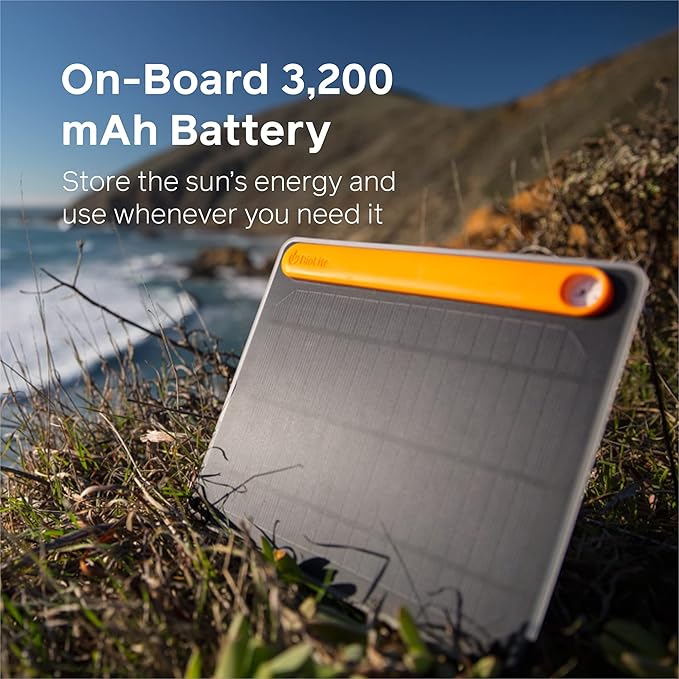 BioLite SolarPanel 5+ Ultraslim 5-Watt Solar Panel with 3200 mAh Battery 13.76 oz 10.12 x 8.19 x 0.94